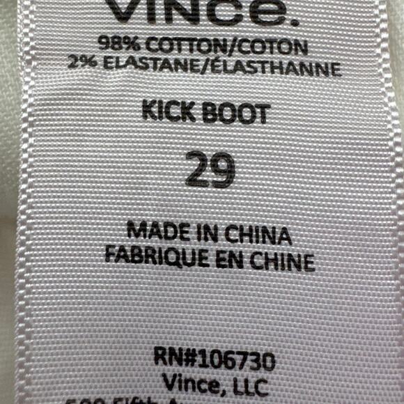 Vince Women's Kick Boot Cut Denim Jeans Chalk White SZ 29 Quiet Luxury Designer - Picture 9 of 10